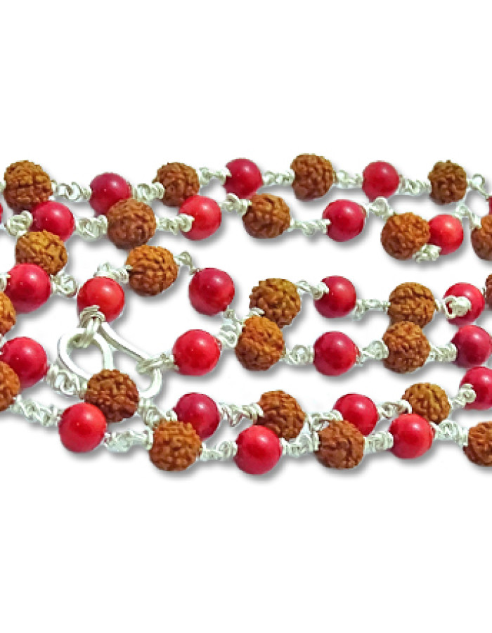 Rudraksha coral mala